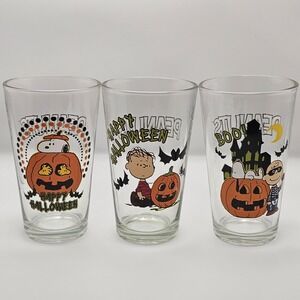 Peanuts Halloween Glasses‎ Set of 3 Snoopy Charlie Brown 2019 Pint Glass